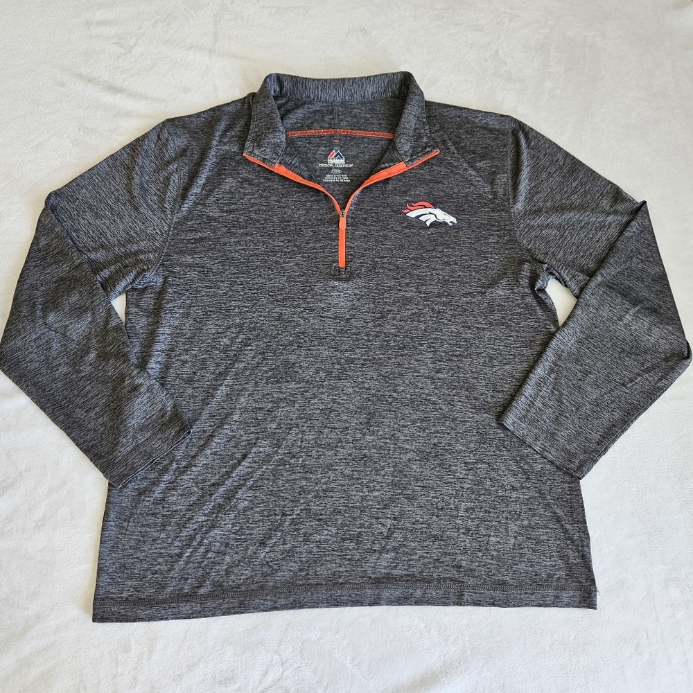 Denver Broncos Quarter Zip Pullover Large Cool Base Layer Gray Grey Long Sleeve